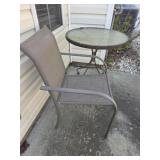 Patio Glass Top Metal Table with Chair