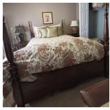 Bassett Queen Size Poster Bed Frame, Linens