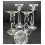 Clear Glass Candlestick Holders