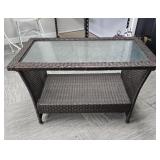 Glass and Faux Wicker Coffee Table