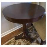 Round Wood Pedestal Lamp Table