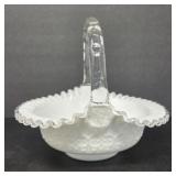 Fenton Milk Glass Basket Dish