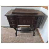 Vintage White Sewing Machine with Contents