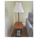 End Table with Lamp Oak Laminate Top