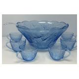 Vintage Embossed Fruit Design Punch Bowl Set