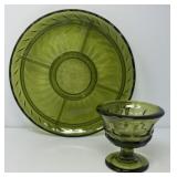 Glass Compote and Divided Serving Dish