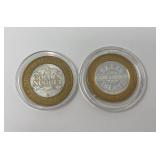Two Silver Casino Tokens