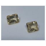 Two Emerald Cut Citrine Gemstones