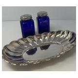 Cobalt Salt and Pepper with Serving Dish