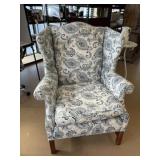 Blue and White Paisley Wing Chair