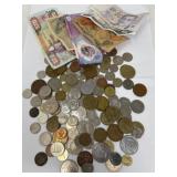 Lot of Foreign Coins and Currency