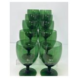 Set of Ten Green Footed Glasses