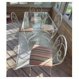 Glass Top Metal Base Table with Chairs
