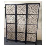 Metal and Fabric Tri-Folding Screen