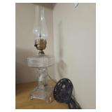 Vintage Oil Lamp and Cast Iron Trivet