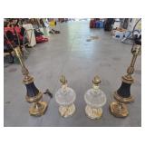 Vintage Lamps Bases Only Brass and Glass
