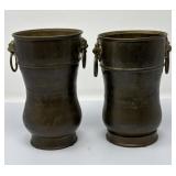 Hammered Brass Lions Head Planters