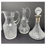 Etched and Cut Glass Pitchers and Decanter