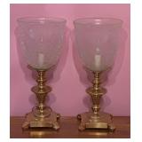 Brass Crackle Glass Uplight Table Lamps