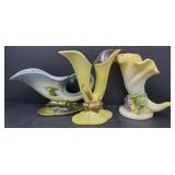 Hull Pottery Cornucopias and Double Bud Vase