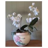 Hull Pottery Vase with Faux Orchid