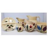 Watt Pottery Tulip Pitchers and Bowl