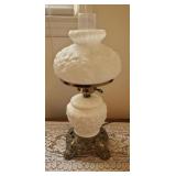 Fenton Style Poppy Milk Glass Lamp