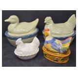 Ceramic Nesting Hens and Duck