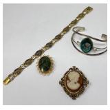 Cameo Brooch, Spanish Bracelet, Jade Brooch