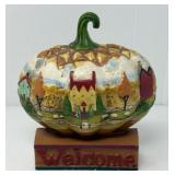 Jim Shore Pumpkin and Town Cast Iron Doorstop