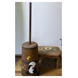 Hand Painted Butter Churn and Step Stool