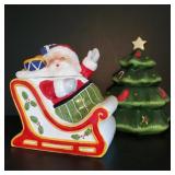 Christmas Tree and Santa Cookie Jars