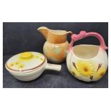 Hull Pottery Pitcher, Basket and Casserole Dish