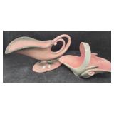 Hull Pottery Vases Woodland Pink Spatter