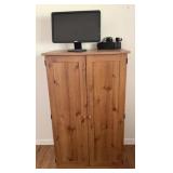 Computer Cabinet with Monitors and Speakers