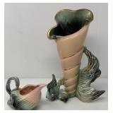 Hull Ebb Tide Shell Vase and Creamer