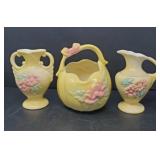 Hull Pottery Basket, Vase & Pitcher