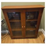 Wood Storage Cabinet with Glass Doors
