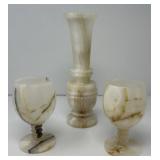 Onyx Vase and Goblets