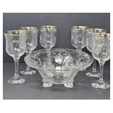 Wine Glasses and Footed Serving Bowl