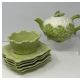 Green Plate Set and Cabbage Teapot