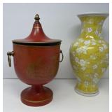 Ceramic Vase, Metal Urn with Handles