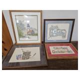 Four Framed Needlepoint Pictures
