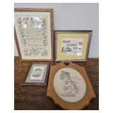 Four Welcoming Needlepoint Works Framed