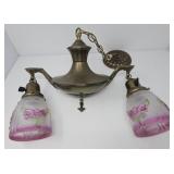 Antique Brass and Glass Ceiling Light Fixture