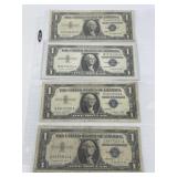 Four 1957-A Blue Silver Certificates