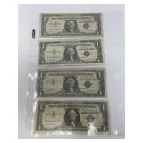 1957, 1957-A, Two 1957-B Blue Silver Certificates