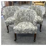 Abstract Fabric Upholstered Club Chairs