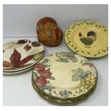 Ceramic Turkey with Six Plates