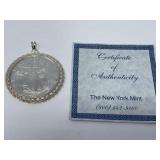 2002 Silver $1 Coin Pendant, New York Mint